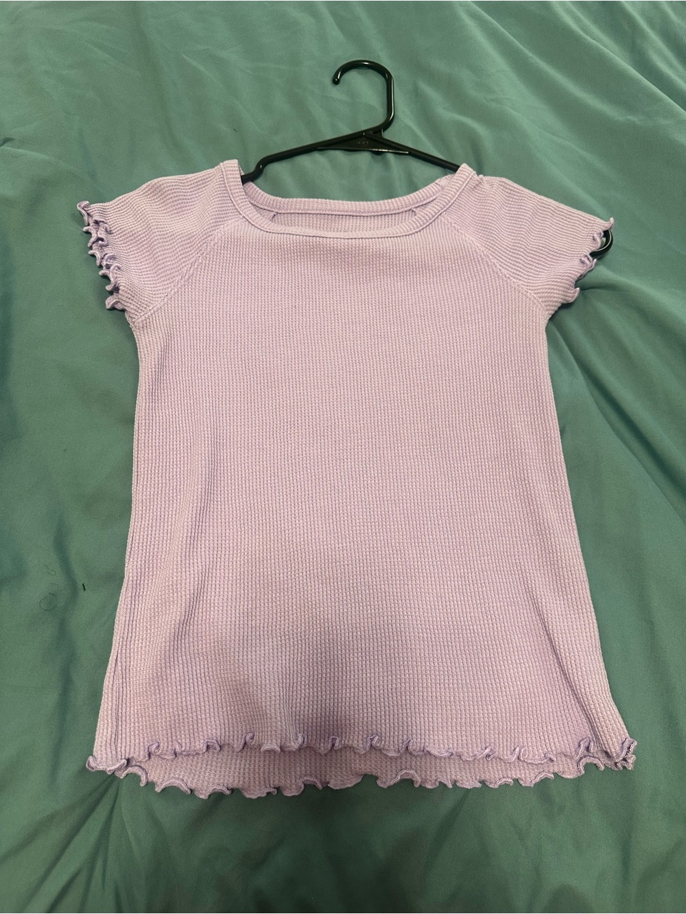 Girls' Lavender Ruffle Hem Short Sleeve Top